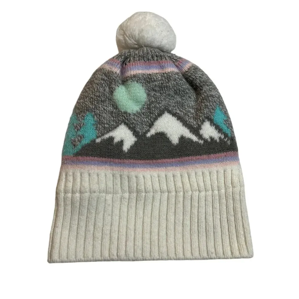 Target Kids Fleece Lined Mountain Print Beanie Size O/S Winter Cozy Snow Casual